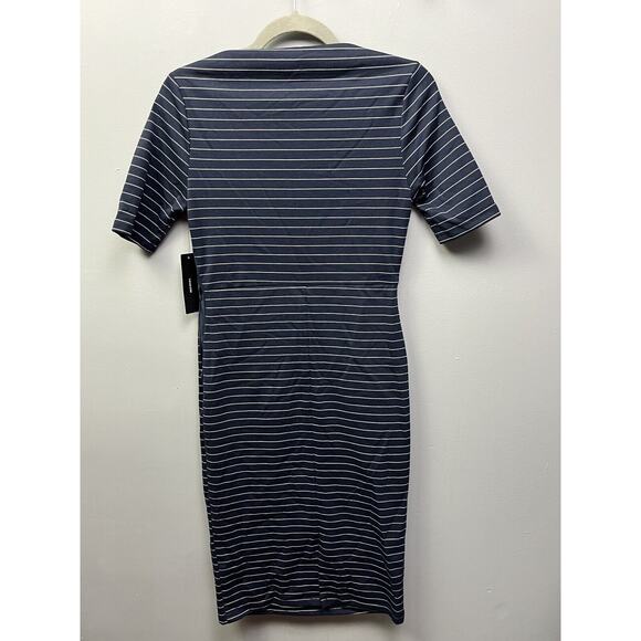 Lulus Pencil Dress‎ Womens Size Small Navy White Striped Short Sleeves NEW - Picture 2 of 6
